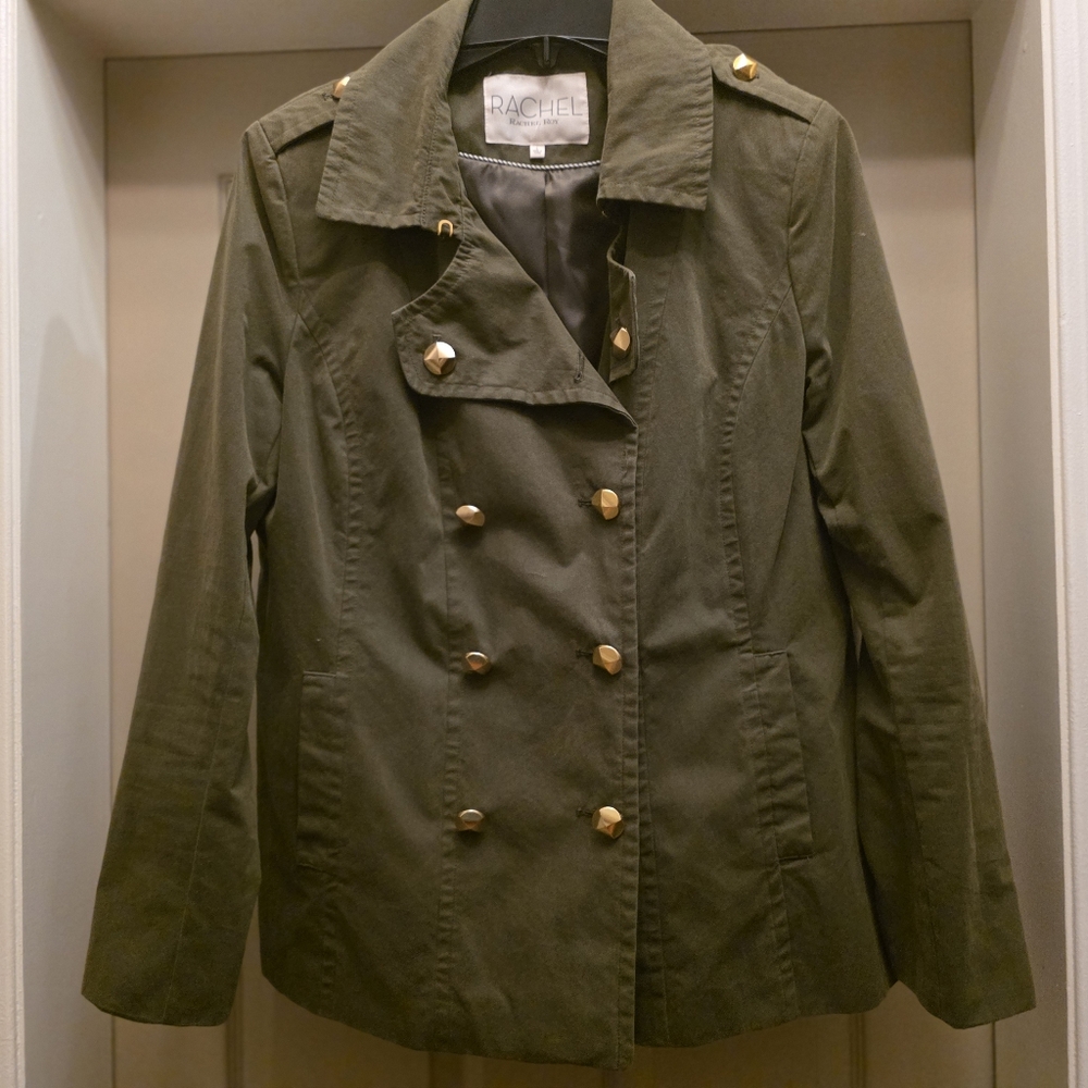 Rachel Roy Khaki Double-Breasted Pea Coat